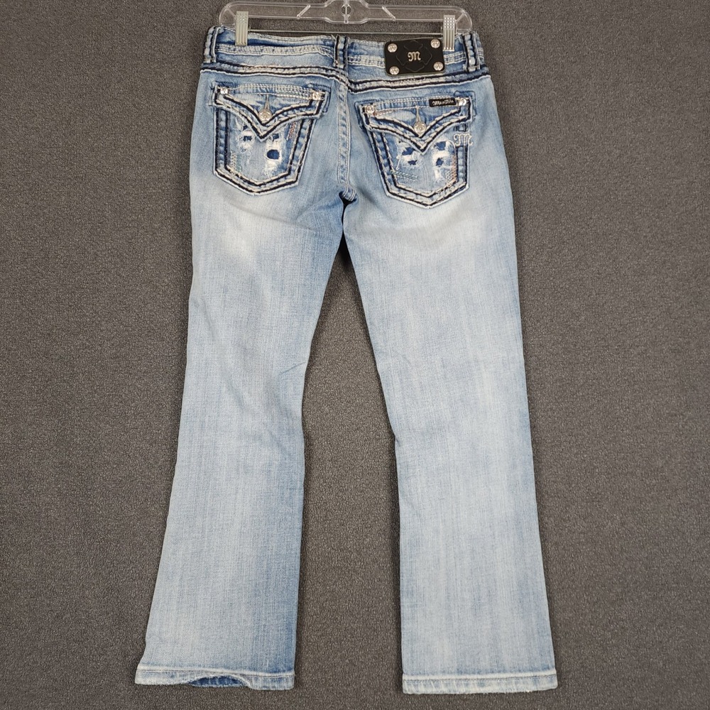 Miss Me JE5866P Cuffed Capri Jeans Women 28 Light Wash Distressed Blue Denim - Picture 4 of 12